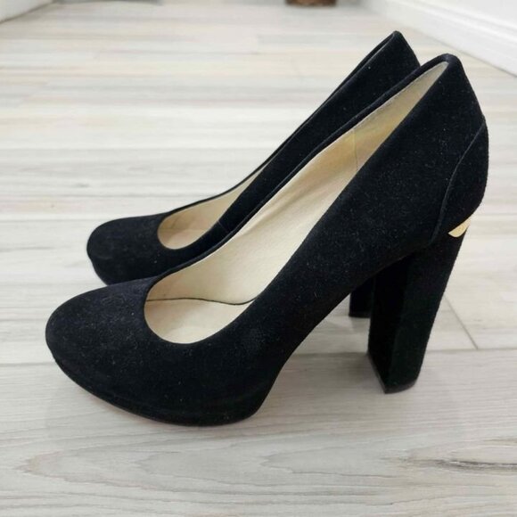 Michael Kors Size 8M Platform Pumps Heels Black Suede - Picture 1 of 6